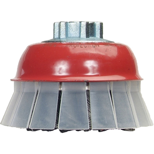 Brosse-boisseau &agrave; fils nou&eacute;s avec protecteur, 4" dia. x 5/8"-11 arbre - Norton 66252833496