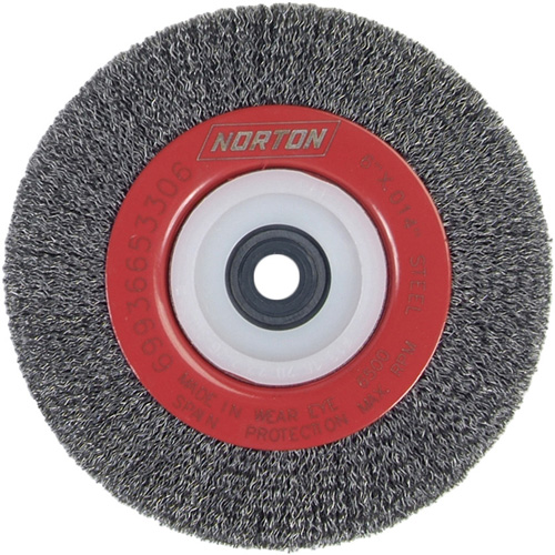 Roue d'&eacute;tabli sertie, 6" dia., Fils 0,014", Arbre 1/2"-2 - Norton 69936653324