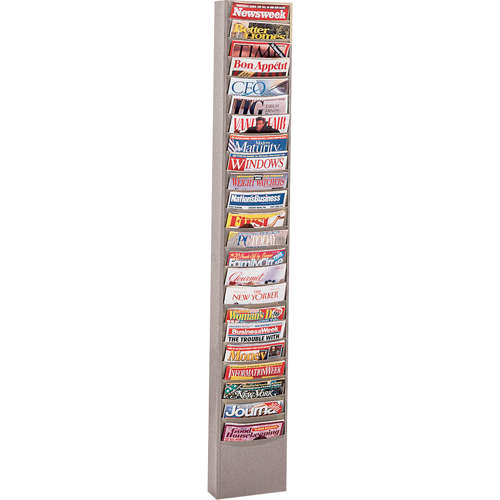 Literature Storage Racks, Stationary, 23 Slots, Steel, 9-3/4" W x 4-1/8" D x 65-1/2" H - Durham Manufacturing 401-95