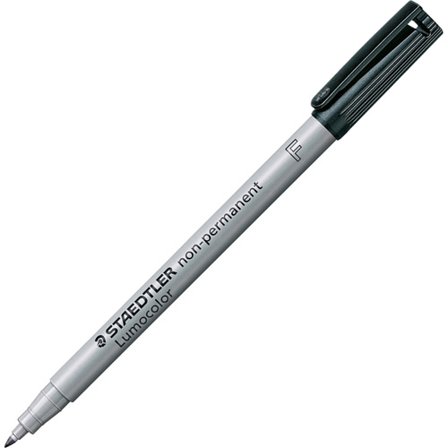 Lumocolor&reg; Non Permanent Fine Tip Black Marker, Black, Fine Tip - Staedtler 185686