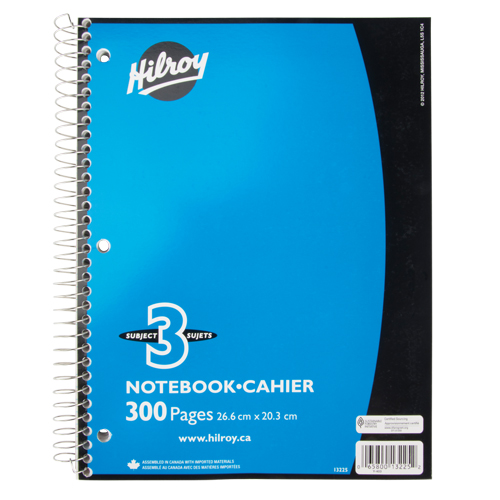 3 Subject Spiral Notebook - Hilroy 32169