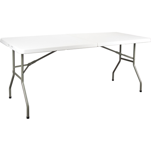 Fold-in-Half Table, Rectangular, 72" L x 30" W, Polyethylene, White - KLETON 