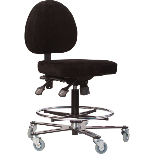 TF180 Welding Grade Ergonomic Stools, Suede, Black, 300 lbs. Capacity - Synetik TF180102
