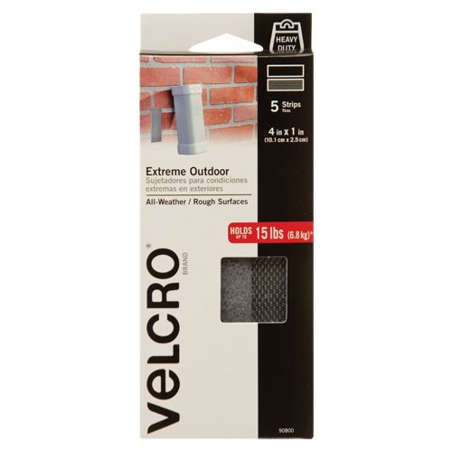 Industrial Strength Extreme Fastener Tape, Hook & Loop, 4" x 1", Adhesive, Titanium - Velcro Companies 90800C