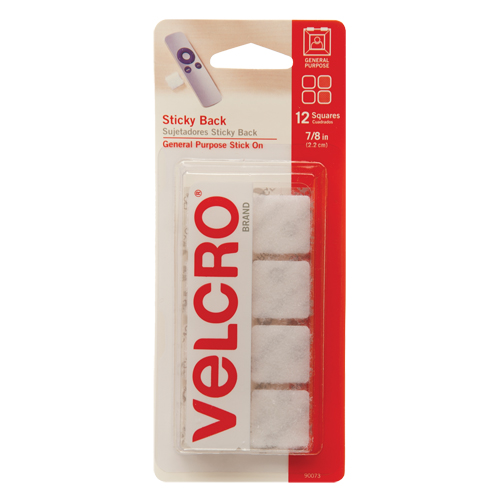 Fastener Squares, Hook & Loop, 7/8" Dia., Adhesive, White - Velcro Companies 90073C