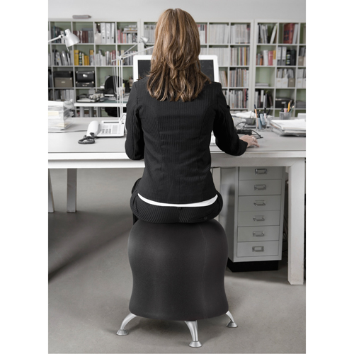 Chaise sph&eacute;rique Zenergy, Vinyle, Noir, Capacit&eacute; 250 lb - Safco 4751BV
