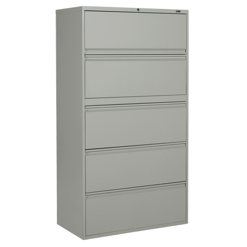 Classeur lat&eacute;ral, Acier, 5 tiroirs, 36" la x 19-1/4" p x 66-5/9" h, Gris - Offices To Go MVL1936P5 GRY