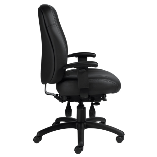 Overtime High Back Chair, Leather, Black, 300 lbs. Capacity - Offices To Go MVL2756 PU30 BL20 BLK