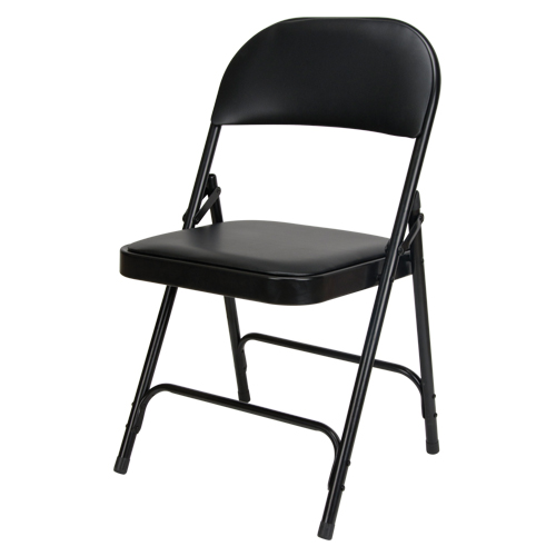 Chaise pliante rembourr&eacute;e en vinyle, Acier, Noir, Capacit&eacute; 300 lb - KLETON 