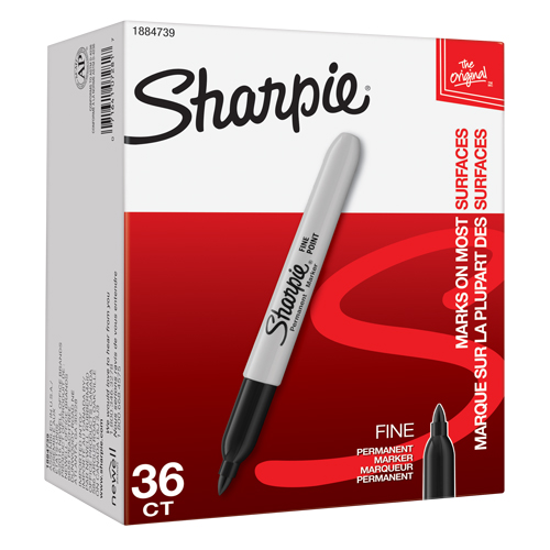 Permanent Marker, Black, Fine Tip - Sharpie 1884739