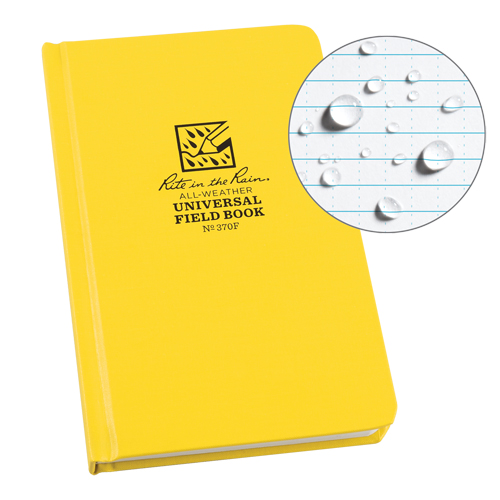 Bound Book, Hard Cover, Yellow, 160 Pages, 4-5/8" W x 7-1/4" L - Rite In The Rain 370F