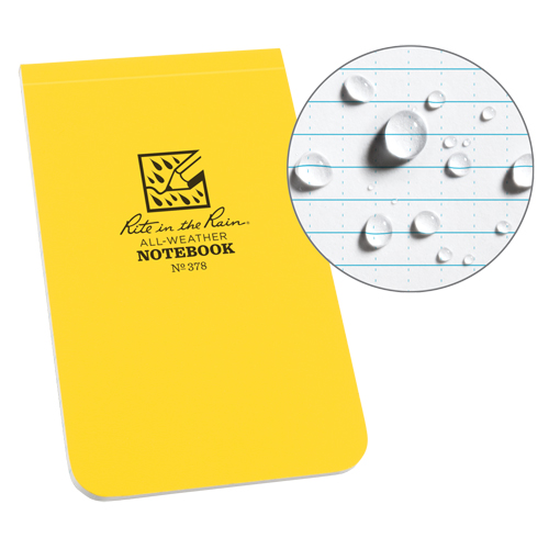 Livre m&eacute;mo &agrave; reliure sur le dessus, Couverture souple, Jaune, 100 Pages, 5-1/4" , 5"  - Rite In The Rain 378