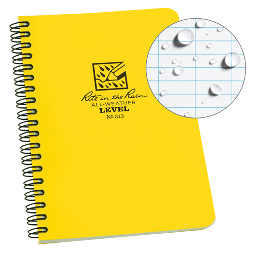 Side-Spiral Notebook, Soft Cover, Yellow, 64 Pages, 4-5/8" W x 7" L - Rite In The Rain 313
