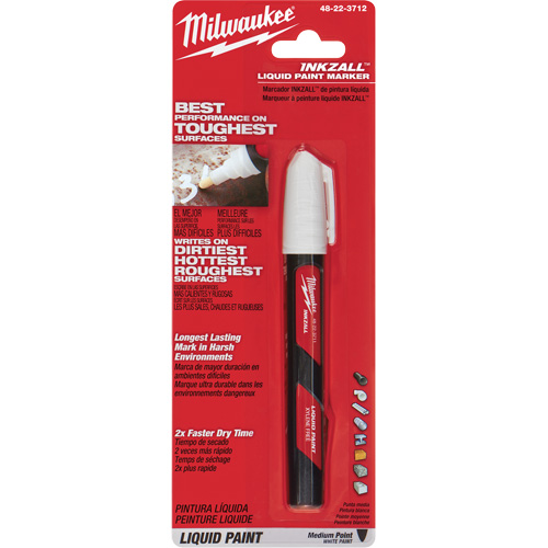 Inkzall Paint Marker, Liquid, White - Milwaukee 48-22-3712