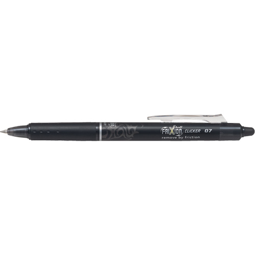 Frixion Point Clicker Pen, Black, 0.7 mm, Retractable - Pilot BLRT-FR7-BK