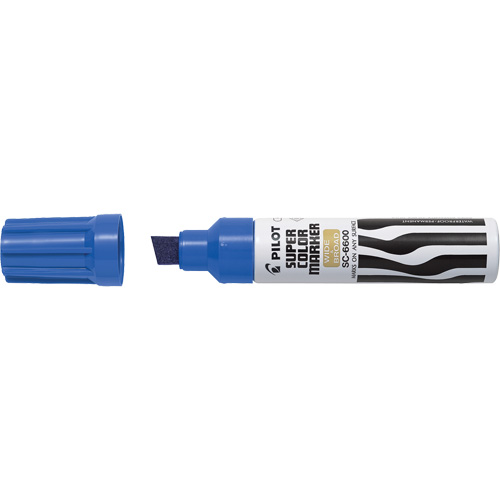 Marqueur &agrave; encre permanent Super Colour Jumbo, Bleu, Pointe Ciseau - Pilot SC6600-BE