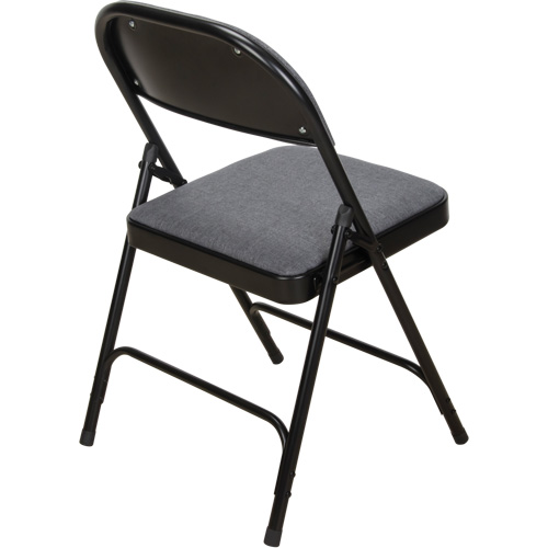 Chaise pliante de luxe en tissu rembourr&eacute;e, Acier, Gris, Capacit&eacute; 300 lb - KLETON 