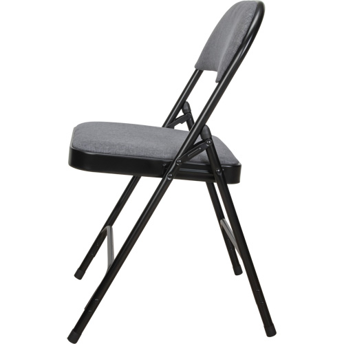 Chaise pliante de luxe en tissu rembourr&eacute;e, Acier, Gris, Capacit&eacute; 300 lb - KLETON 