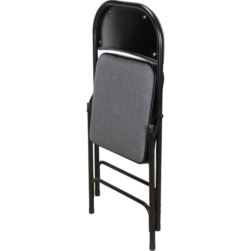 Chaise pliante de luxe en tissu rembourr&eacute;e, Acier, Gris, Capacit&eacute; 300 lb - KLETON 