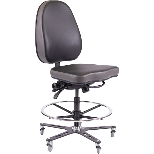 TF180 Ergonomic Industrial Chair, Mobile, Adjustable Height, 280 lbs. Capacity - Synetik 508-00037
