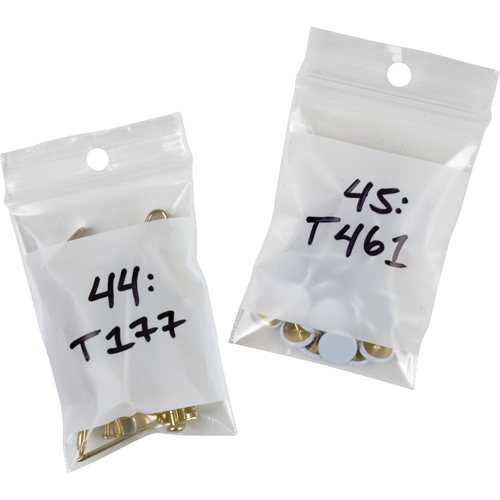 White Block Poly Bags, Reclosable, 3" x 2", 2 mils - Alpha Poly 