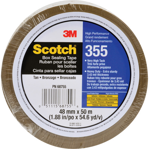 Ruban d'emballage Scotch 355, Adh&eacute;sif Thermofusible, 3,4 mils, 48 mm (1-22/25") x 50 m (164') - 3M 355-48X50-CLR