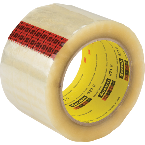 Scotch&reg; Box Sealing Tape 371, Hot Melt Adhesive, 1.9 mils, 36 mm (1-1/2") x 914 m (2998') - 3M 371-36X914-CLR