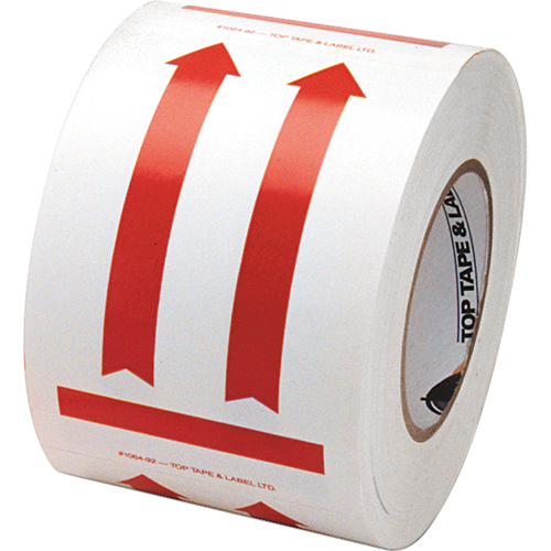 This Side Up Pictogram Special Handling Labels, 6" L x 4" W, Red on White - Incom Top Tape & Label 1064R