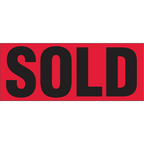 "Sold" Special Handling Labels, 5" L x 2" W, Black on Red - Pakmark P-13