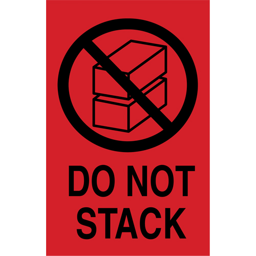 &eacute;tiquettes  Do Not Stack  pour envoi international, 6" lo x 4" la, Noir/rouge - Brady 08170