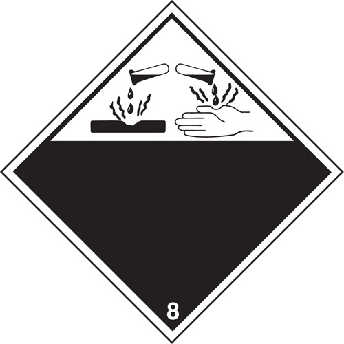 TDG Shipping Labels, Class 8, Corrosives, Vinyl - Brady 09123