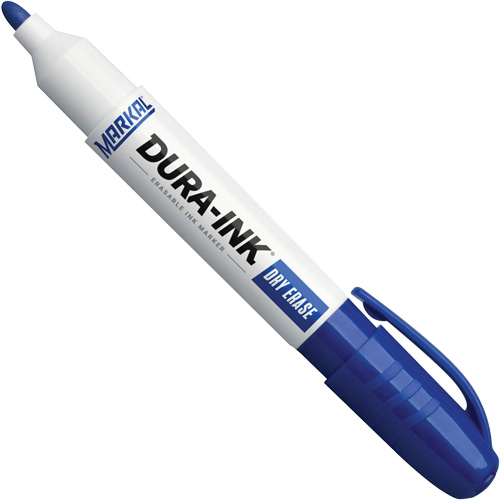 Marqueurs &agrave; essuyage &agrave; sec Dura-Ink, Bleu, Pointe Ronde - Markal 096572