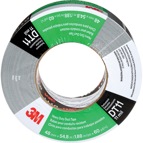 DT11 Heavy-Duty Duct Tape, 11 mils, Silver, 48 mm (2") x 55 m (180') - 3M DT11-48X55-SL