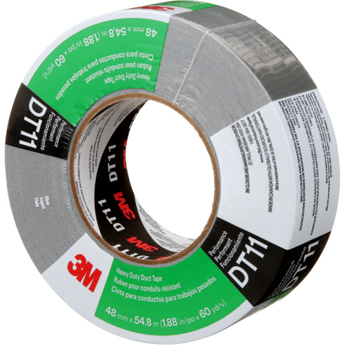 DT11 Heavy-Duty Duct Tape, 11 mils, Silver, 48 mm (2") x 55 m (180') - 3M DT11-48X55-SL