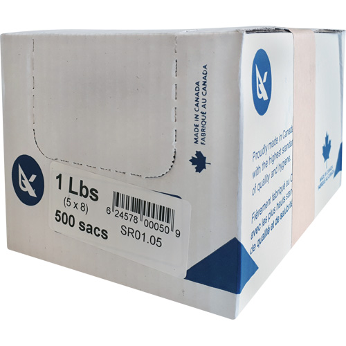 Sacs de la s&eacute;rie SR pour l'emballage alimentaire en vrac, Dessus ouvert, 13-1/2" x 5", 0,85 mil - Polykar SR05.05