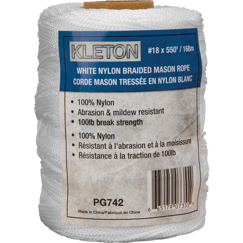 Corde Mason tress&eacute;e no 18, Nylon, 550' - KLETON 
