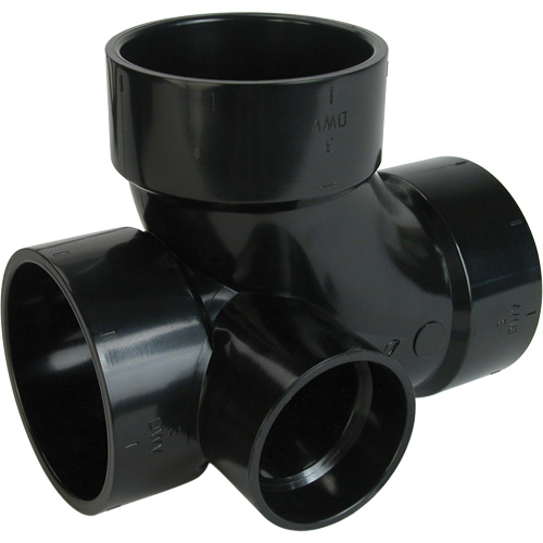 Left Side Inlet Tee Fitting, Sanitary, Plastic, 3" x 1-1/2" - Bow Plumbing 600171