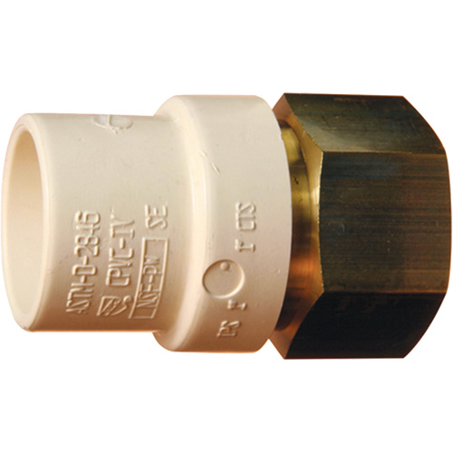 Threaded Pipe Adapter, Hub x FPT, 1" Dia., Brass/CPVC - Bow Plumbing 522342