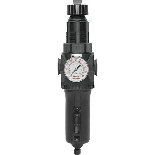 Filtre/r&eacute;gulateur drain manuel avec bol en m&eacute;tal et manom&egrave;tre Modulair 400, 1/2" NPT, 200 psi, Capacit&eacute; de 9,1 oz liq. - Topring 50.242A