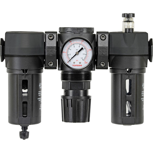 Filtre + r&eacute;gulateur + lubrificateur manuel avec bol standard 0-150 psi Modulair 300, 1/4" NPT - Topring 50.525A