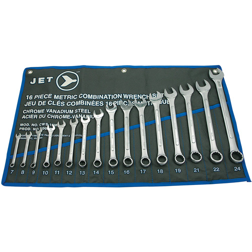 CWS-16M Raised Panel Wrench Set, Combination, 16 Pieces, Metric - JET 700173