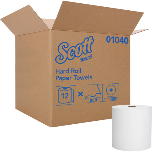 Serviettes en rouleaux durs Essential de Scott, 1 pli, Standard, 800' lo - Kimberly-Clark 01040