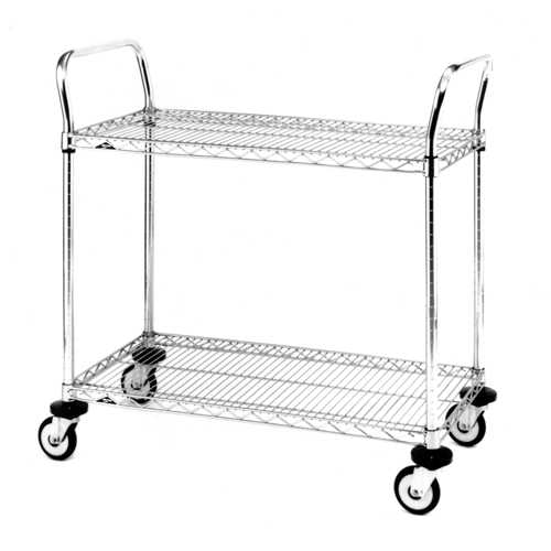 Chariot utilitaire &agrave; usage standard avec tablettes en treillis m&eacute;tallique, Chrom&eacute;, 24" x 39" x 36", Capacit&eacute; 375 lb - Metropolitan Wire MW611