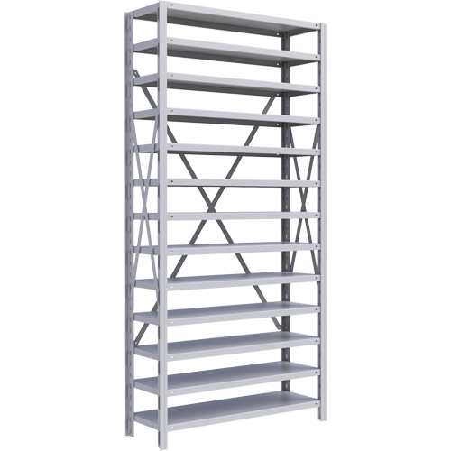Rayonnage Interlok pour rangement de pi&egrave;ces, Acier, Sans boulons, De base, 36" la x 76" h x 12" p - Metalware 