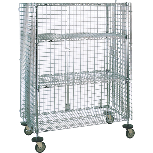 Chariots de s&eacute;curit&eacute;, Chrom&eacute;, 21-1/2" x 68-1/2 x 50-1/2", Capacit&eacute; 500 lb - Metropolitan Wire 