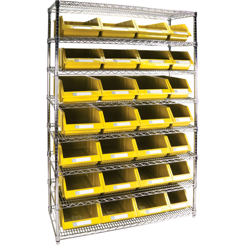 &eacute;tag&egrave;re robuste en treillis m&eacute;tallique avec bacs de rangement, Tiers 8, 48" la x 74" h x 18" p - KLETON 