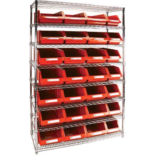 Heavy-Duty Wire Shelving Unit with Storage Bins, 8 Tiers, 48" W x 74" H x 18" D - KLETON 