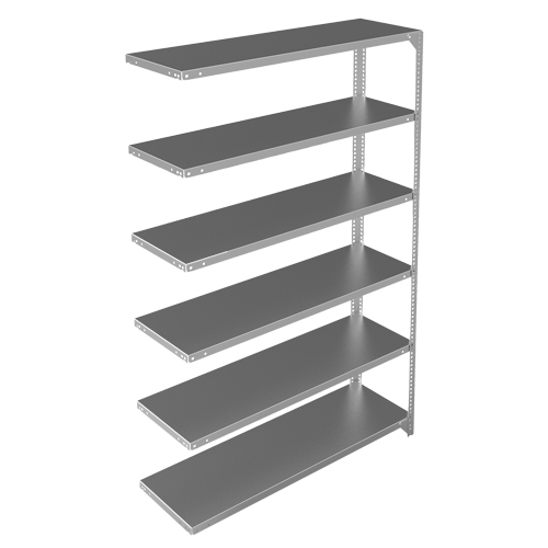 Shelving Unit, Galvanized Steel, Slotted Angle, Add-On, 48" W x 72" H x 15" D - Metalware 