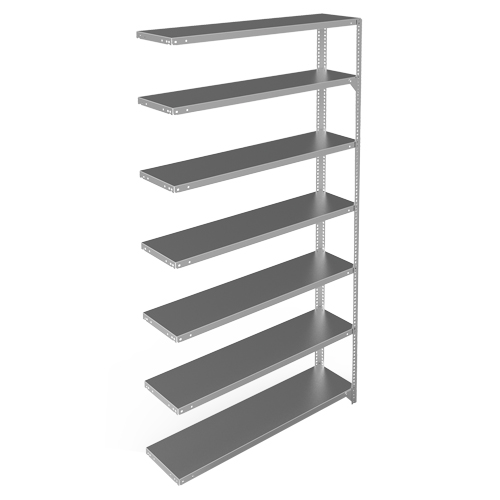 Shelving Unit, Galvanized Steel, Slotted Angle, Add-On, 48" W x 84" H x 12" D - Metalware 