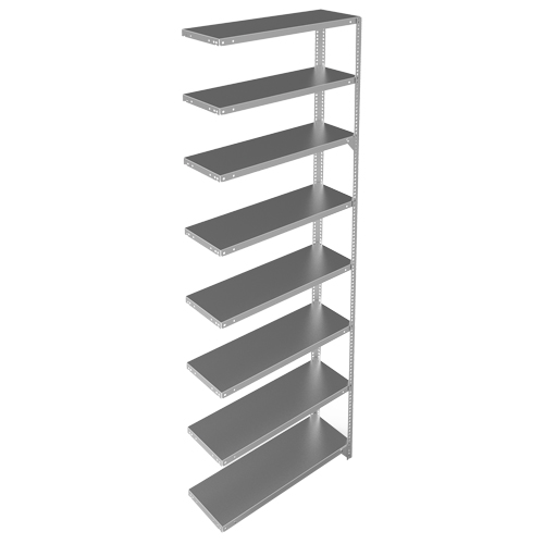 Shelving Unit, Galvanized Steel, Slotted Angle, Add-On, 36" W x 96" H x 12" D - Metalware 